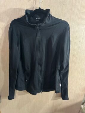 Zella Black Full-Zip Athletic Jacket With Open Mesh Back Size XL